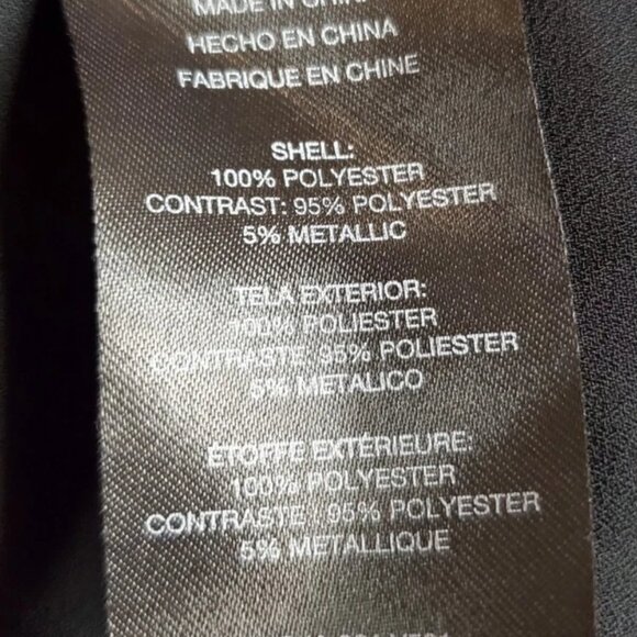 Size S/P Bebe Black Metallic Chevron Blouse - Picture 5 of 8